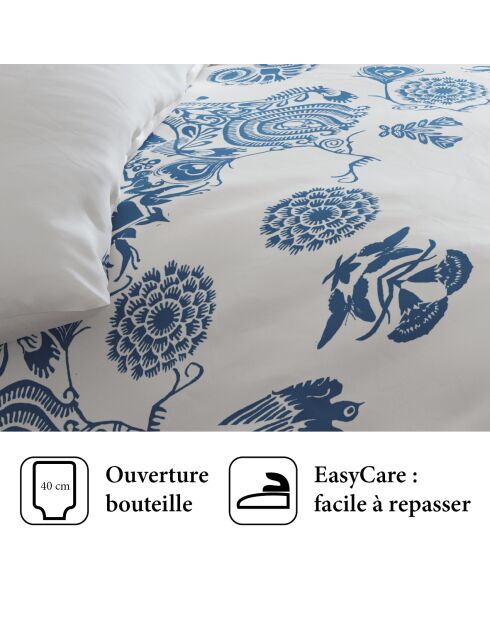 Love Stories blauw/wit katoenen satijnen dekbedovertrek + 2 kussenslopen - 240x220 cm + 2x (65x65 cm)