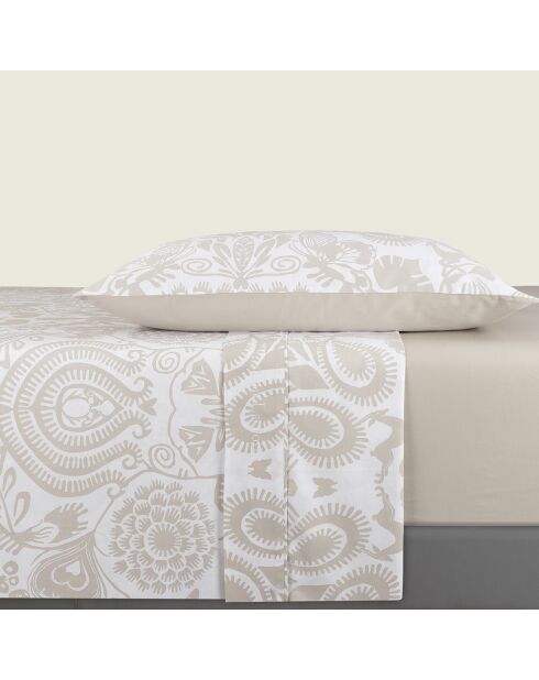 Ensemble de draps satin de coton Love Stories taupe - 150 x 290 cm