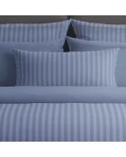 Drap plat satin de coton rayure tissé dobby blue