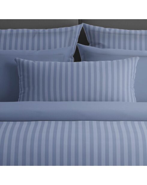 Blaues, gewebtes gestreiftes Bettlaken aus Baumwollsatin