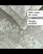 Set lenzuola in raso di cotone tortora Arles + 2x (90x200x30 cm) + 2x (63x63 cm)