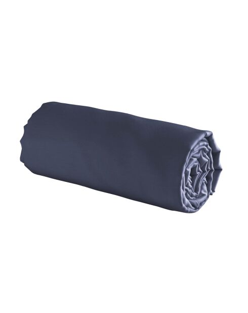 Drap-housse satin de coton uni bleu 11