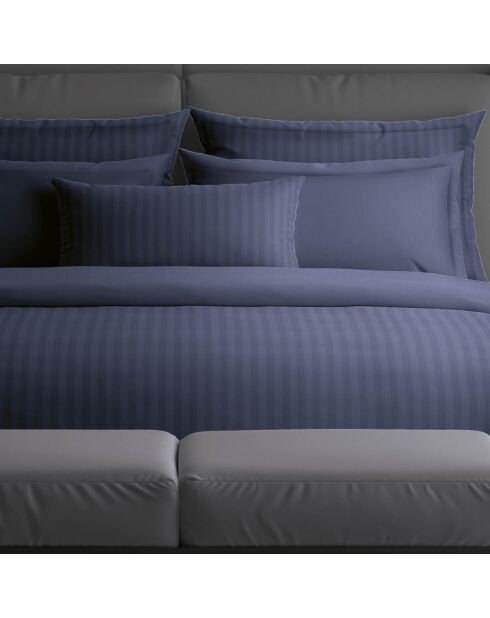 Drap-housse satin de coton uni bleu 11