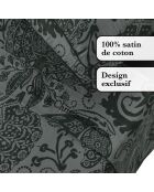 Bettlakenset Arles aus Baumwollsatin dunkelgrau + 180x200x30 cm + 2x (50x70 cm)