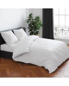 Federa in raso di cotone a righe intrecciate in jacquard bianco - 50x70 cm