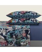 Ensemble de draps satin de coton Zanzibar bleu - 240 x 300 cm