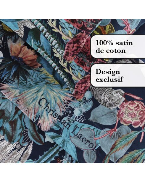 Ensemble de draps satin de coton Zanzibar bleu - 240 x 300 cm