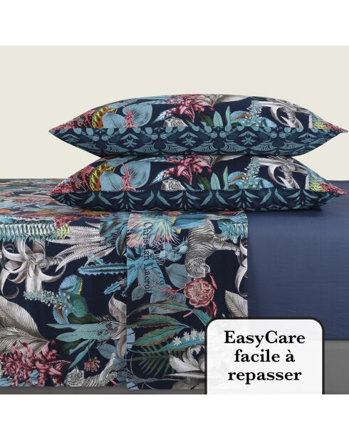 Ensemble de draps satin de coton Zanzibar bleu - 240 x 300 cm