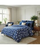 2 dunkelblaue Kissenbezüge aus Baumwollsatin Blossom, 63 x 63 cm