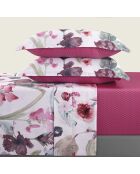Set lenzuola in raso di cotone color lampone esotico + 160x200x30 cm + 2x (50x70 cm)