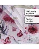 Set lenzuola in raso di cotone color lampone esotico + 160x200x30 cm + 2x (50x70 cm)