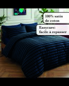 Copripiumino + federa in cotone satinato Eclipse blu scuro - 260x240 cm + 2x (63x63 cm)