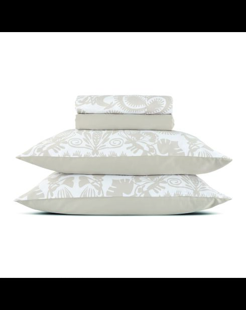 Ensemble de draps satin de coton Love stories taupe + 160x200x30 cm + 2x(50x70 cm)