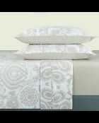Set lenzuola in raso di cotone tortora Love stories + 160x200x30 cm + 2x (50x70 cm)