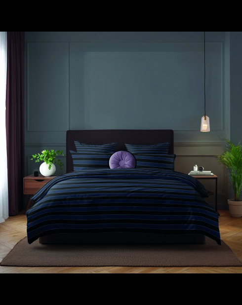 Drap plat satin de coton Eclipse bleu foncé