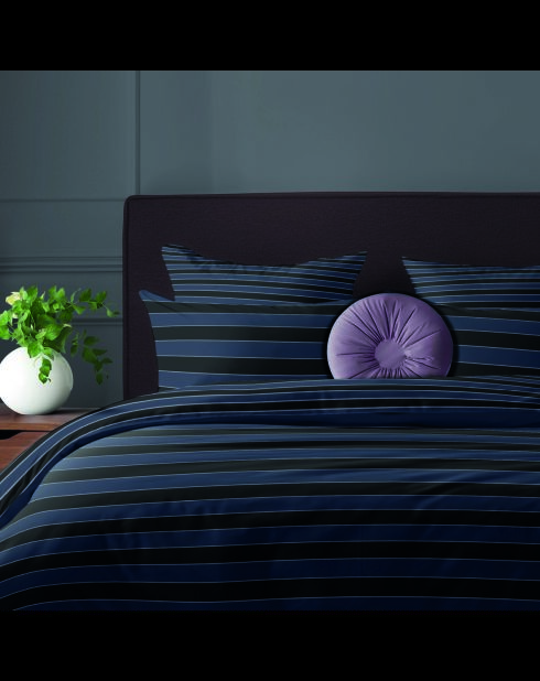 Drap plat satin de coton Eclipse bleu foncé