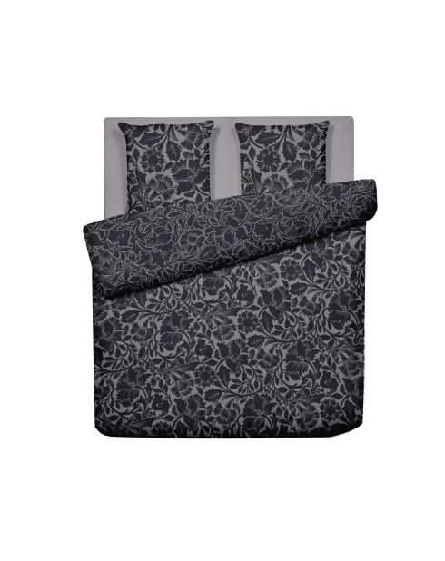 Dekbedovertrek + 2 kussenslopen Arabesque Antraciet katoensatijn - 260x240 cm + 2x (63x63 cm)