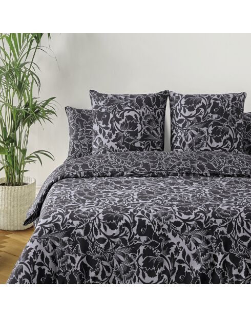 Dekbedovertrek + 2 kussenslopen Arabesque Antraciet katoensatijn - 260x240 cm + 2x (63x63 cm)