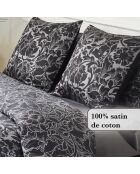 Dekbedovertrek + 2 kussenslopen Arabesque Antraciet katoensatijn - 260x240 cm + 2x (63x63 cm)