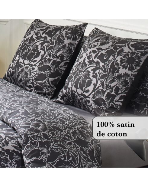 Dekbedovertrek + 2 kussenslopen Arabesque Antraciet katoensatijn - 260x240 cm + 2x (63x63 cm)