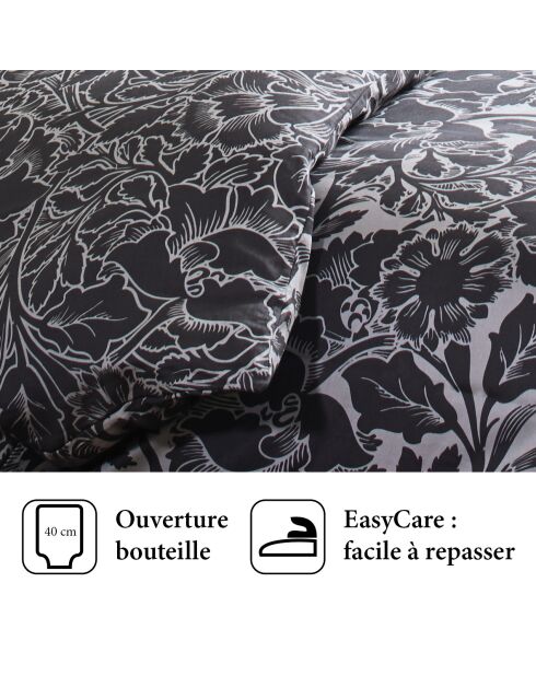 Dekbedovertrek + 2 kussenslopen Arabesque Antraciet katoensatijn - 260x240 cm + 2x (63x63 cm)