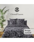 Dekbedovertrek + 2 kussenslopen Arabesque Antraciet katoensatijn - 260x240 cm + 2x (63x63 cm)