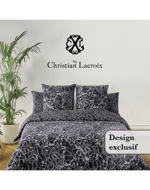 Dekbedovertrek + 2 kussenslopen Arabesque Antraciet katoensatijn - 260x240 cm + 2x (63x63 cm)