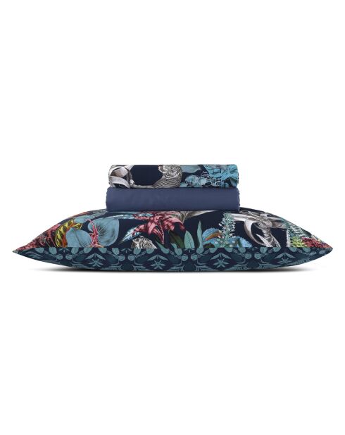 Ensemble de draps satin de coton Zanzibar bleu - 150 x 290 cm