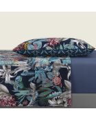 Ensemble de draps satin de coton Zanzibar bleu - 150 x 290 cm