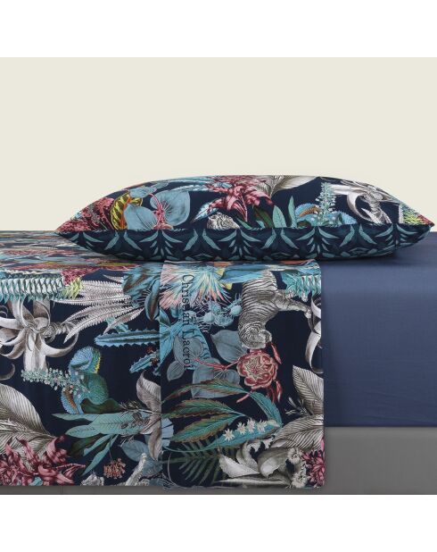 Ensemble de draps satin de coton Zanzibar bleu - 150 x 290 cm