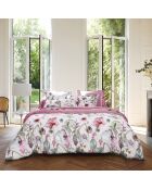 Lenzuolo piano Garden Micro in raso di cotone lampone