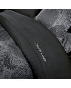 Sábana encimera de satén de algodón liso gris oscuro