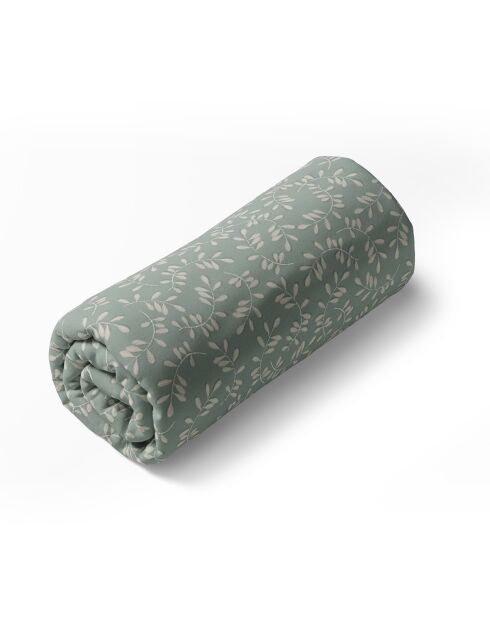 Lenzuolo con angoli elasticizzati in raso di cotone verde botanico