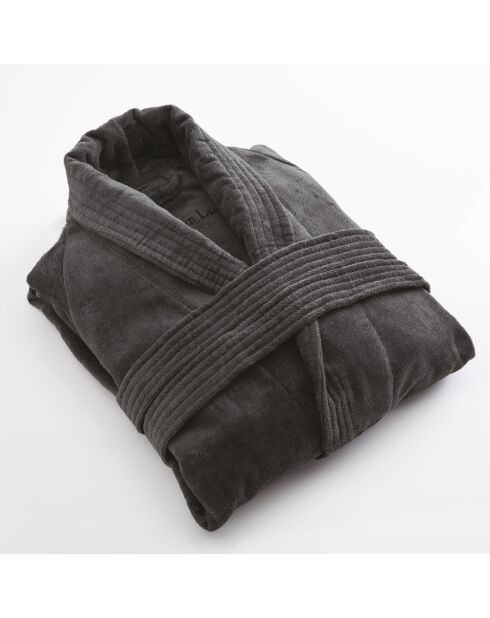 Peignoir avec col châle gris foncé