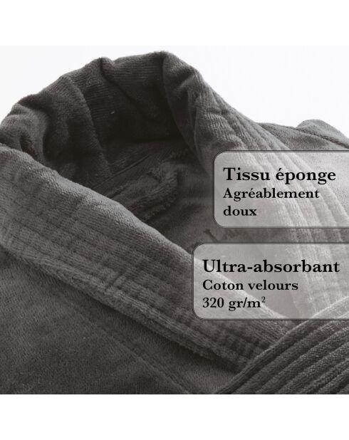 Peignoir avec col châle gris foncé