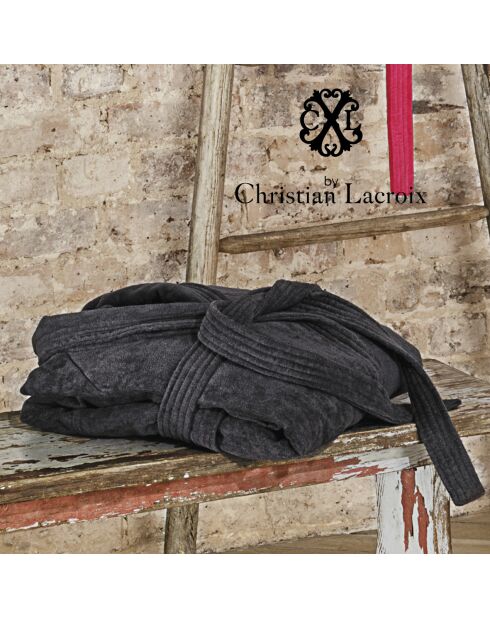 Peignoir avec col châle gris foncé