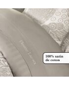 Einfarbiges taupefarbenes Bettlaken aus Baumwollsatin