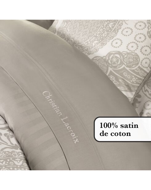 Drap plat satin de coton uni taupe