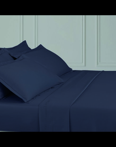 1 Baratta blaues schlichtes Bettlaken aus Baumwollsatin 07