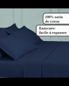 1 Baratta blaues schlichtes Bettlaken aus Baumwollsatin 07