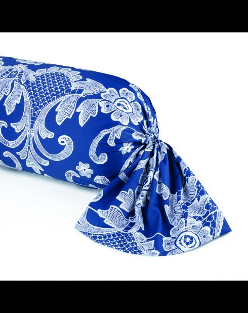 Custodia in cotone satinato con rifiniture blu - 43x210 cm
