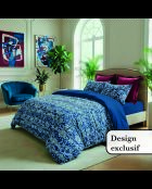 Custodia in cotone satinato con rifiniture blu - 43x210 cm