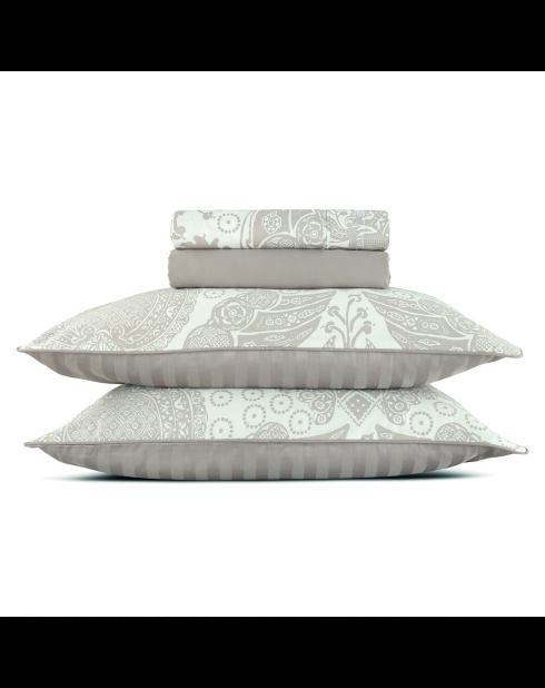 Bettlakenset aus Baumwollsatin von Arles, taupefarben+2x (90x200x30 cm) +2x (50x70 cm)