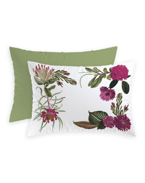 Taie d'oreiller satin de coton Garden vert - 50x70 cm