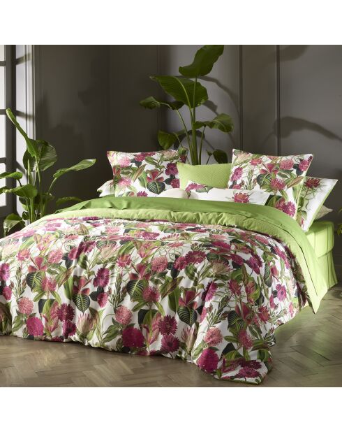 Taie d'oreiller satin de coton Garden vert - 50x70 cm