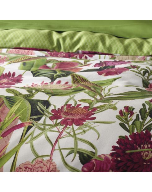 Taie d'oreiller satin de coton Garden vert - 50x70 cm