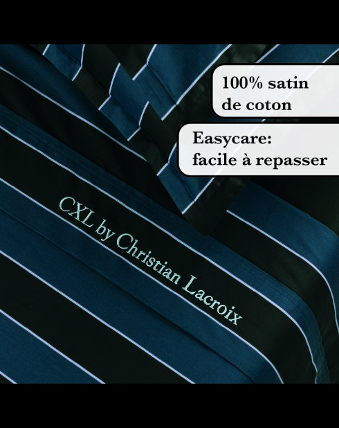 Ensemble de draps satin de coton Eclipse bleu foncé + 180x200x30 cm + 2x(63x63 cm)