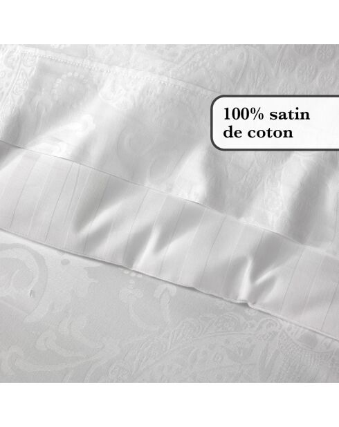 Drap-housse bébé satin de coton uni blanc - 60x120x14 cm