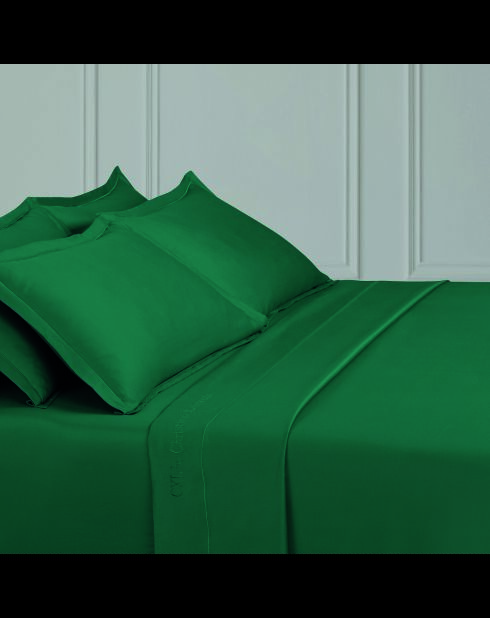 1 baratta groene kussensloop van effen katoensatijn 02 - 2x (63x63 cm)