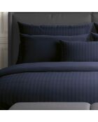 Donkerblauw Dobby katoenen satijnen kussensloop met geweven strepen - 63x63 cm